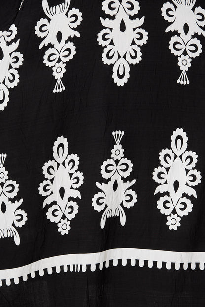 Norvi Maxi Dress in Black with White Print