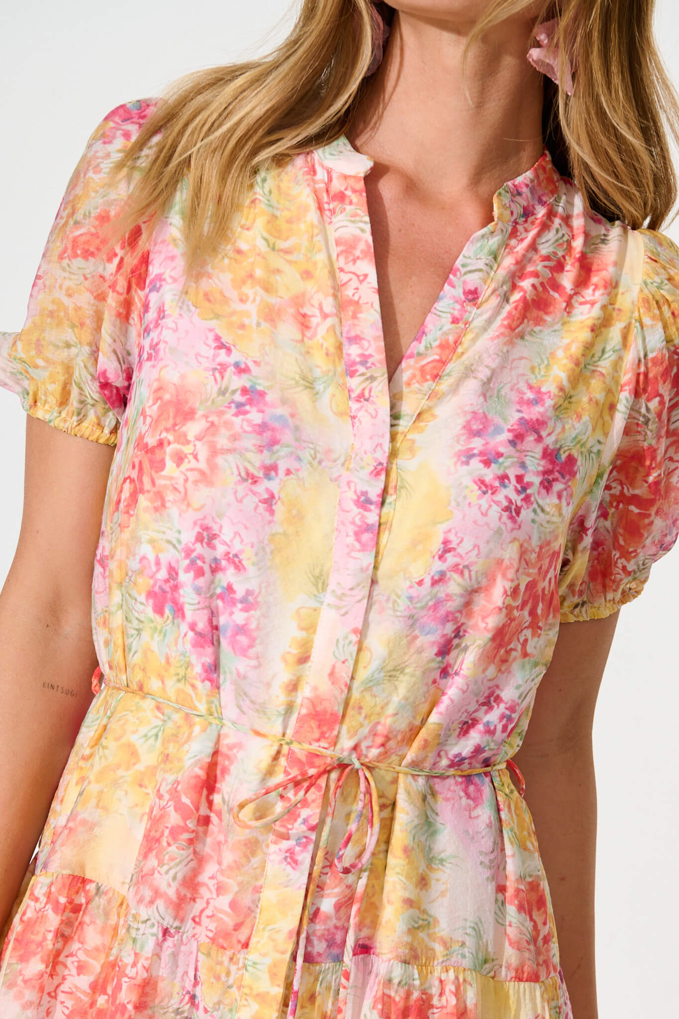 Charlita Dress in Lemon and Orange Floral