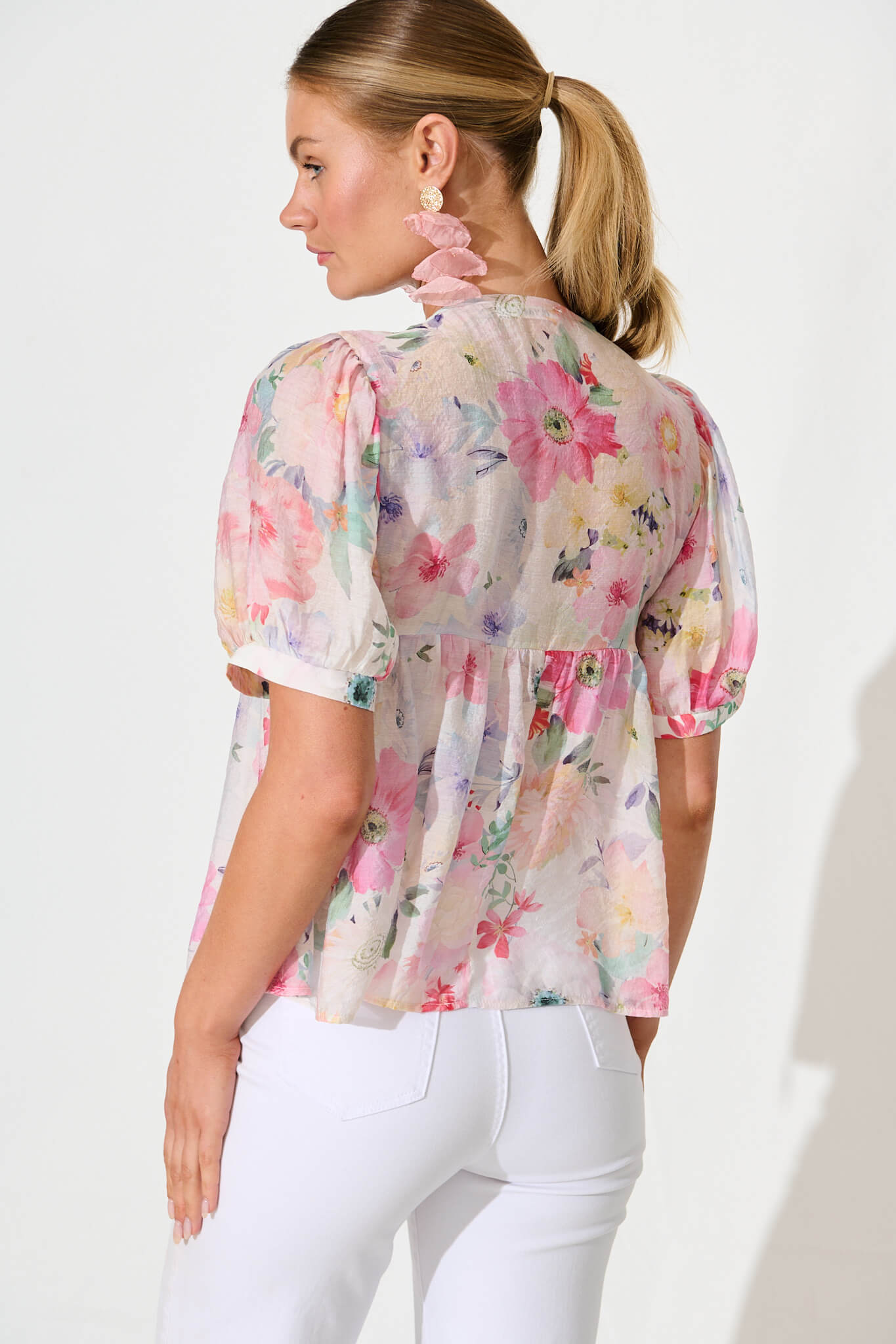 Toria Top in Pastel Watercolour Floral