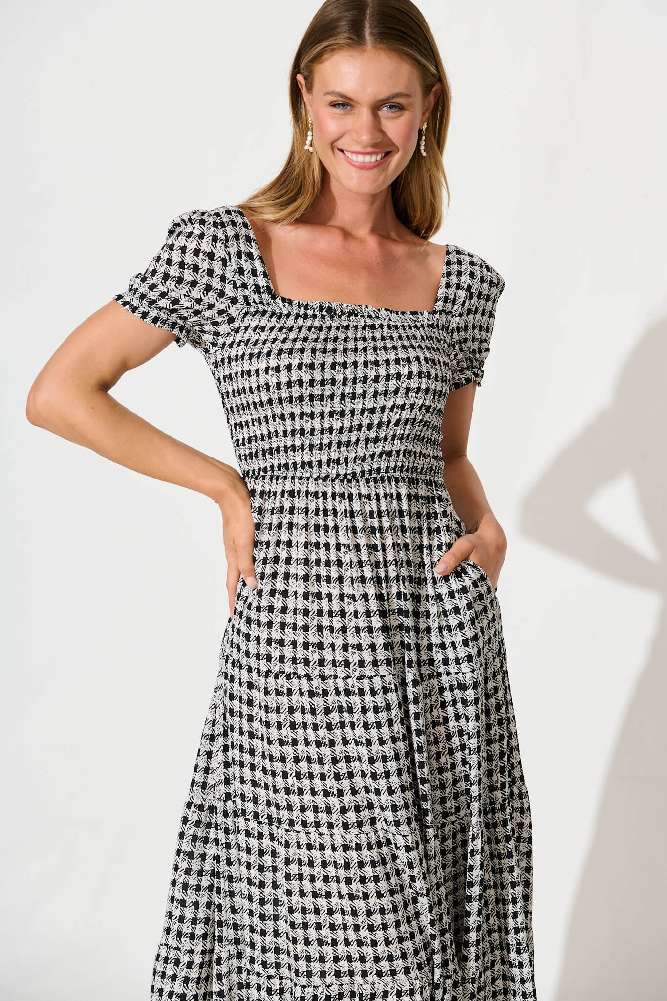Take Me Out Maxi Dress in Black Gingham Check