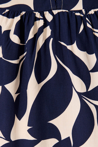 Maila Top in Navy Leaf