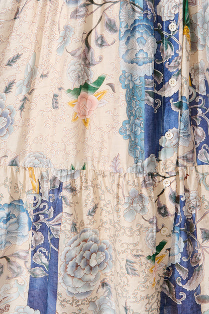 Marvela Midi Shirt Dress In Blue Vintage Floral