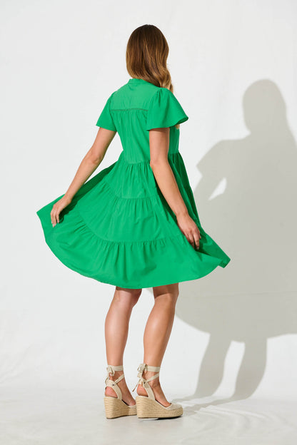 Rosino Smock Dress in Green Cotton
