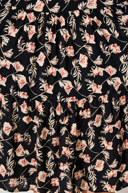 Roshina Midi Dress in Black with Multi Floral