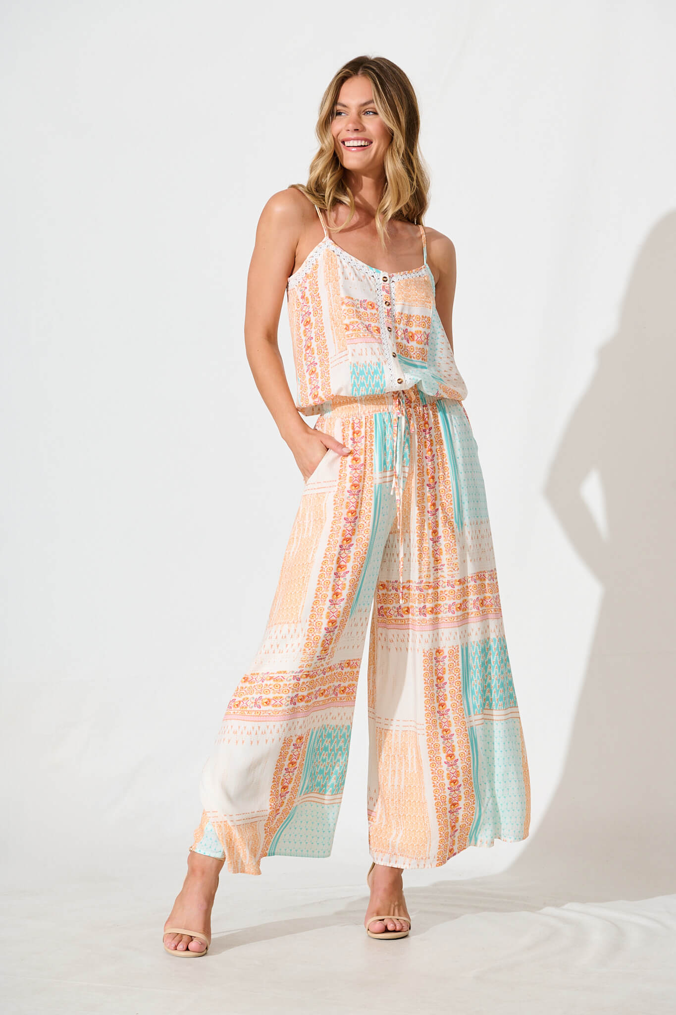 Dahana Pant in Multi Patchwork Print