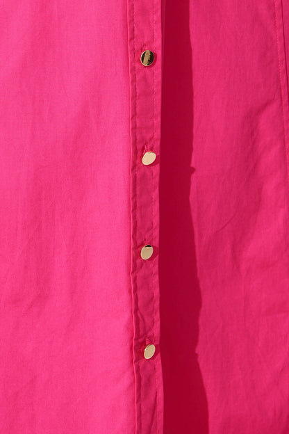 Lydon Midi Dress in Hot Pink Cotton