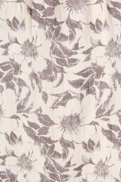 Xanthia Midi Dress in White with Black Flower