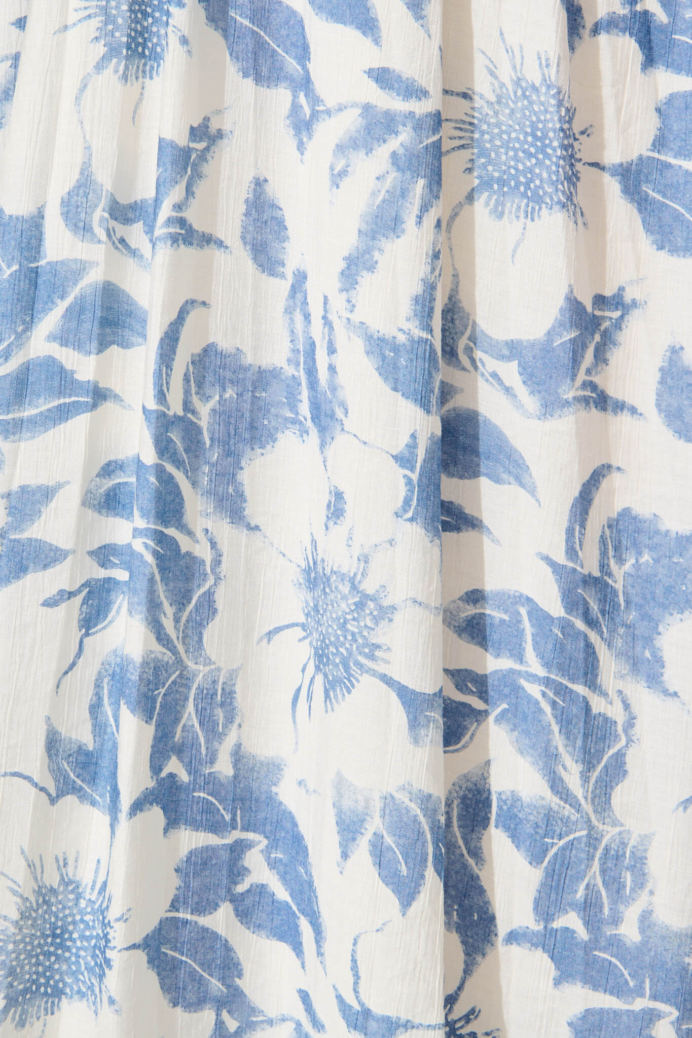 Xanthia Midi Dress in White with Blue Flower