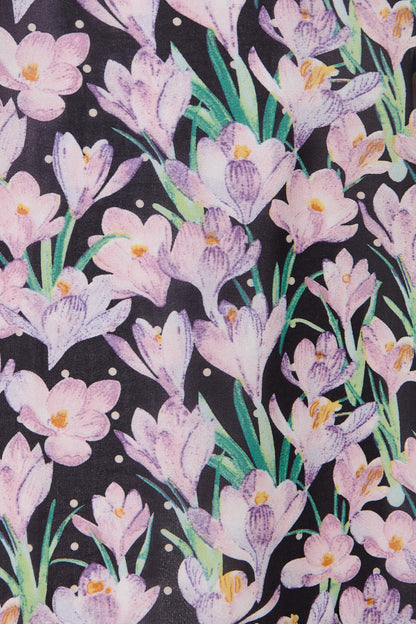 Altman Dress in Black with Lilac Floral Chiffon