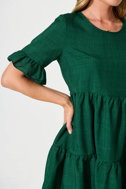 Corry Smock Dress in Emerald Green