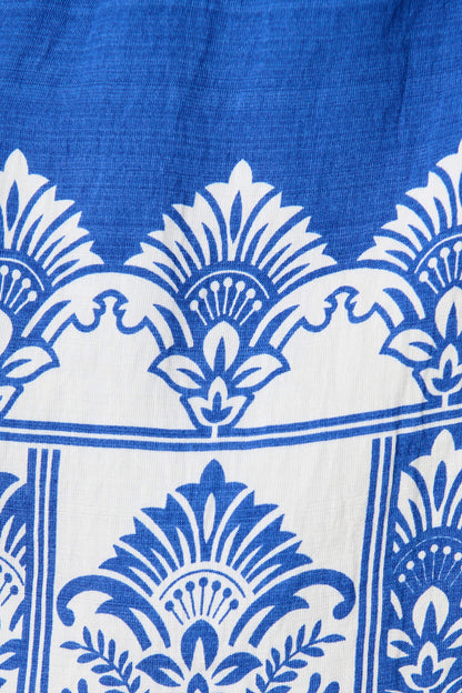 Maui Playsuit in Blue and White Border Print