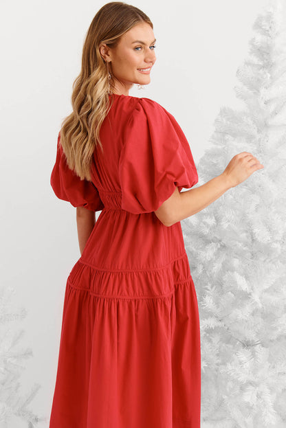 Amalie Midi Dress In Red Cotton
