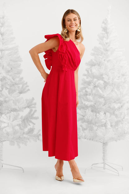 Irisa Maxi Dress in Red Cotton