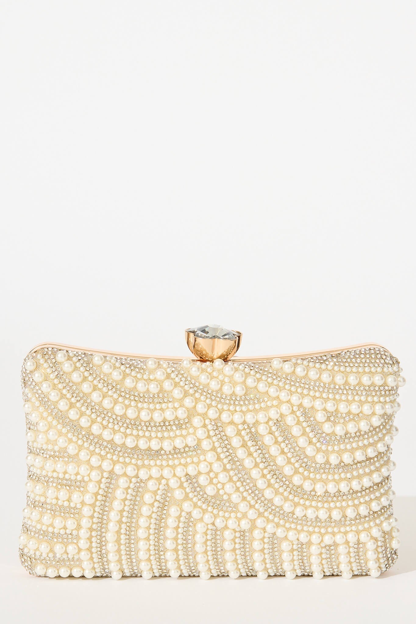 Nelinha Clutch in Gold with Pearl and Diamante