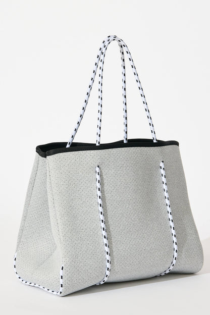 Rania Neoprene Tote Bag In Light Grey