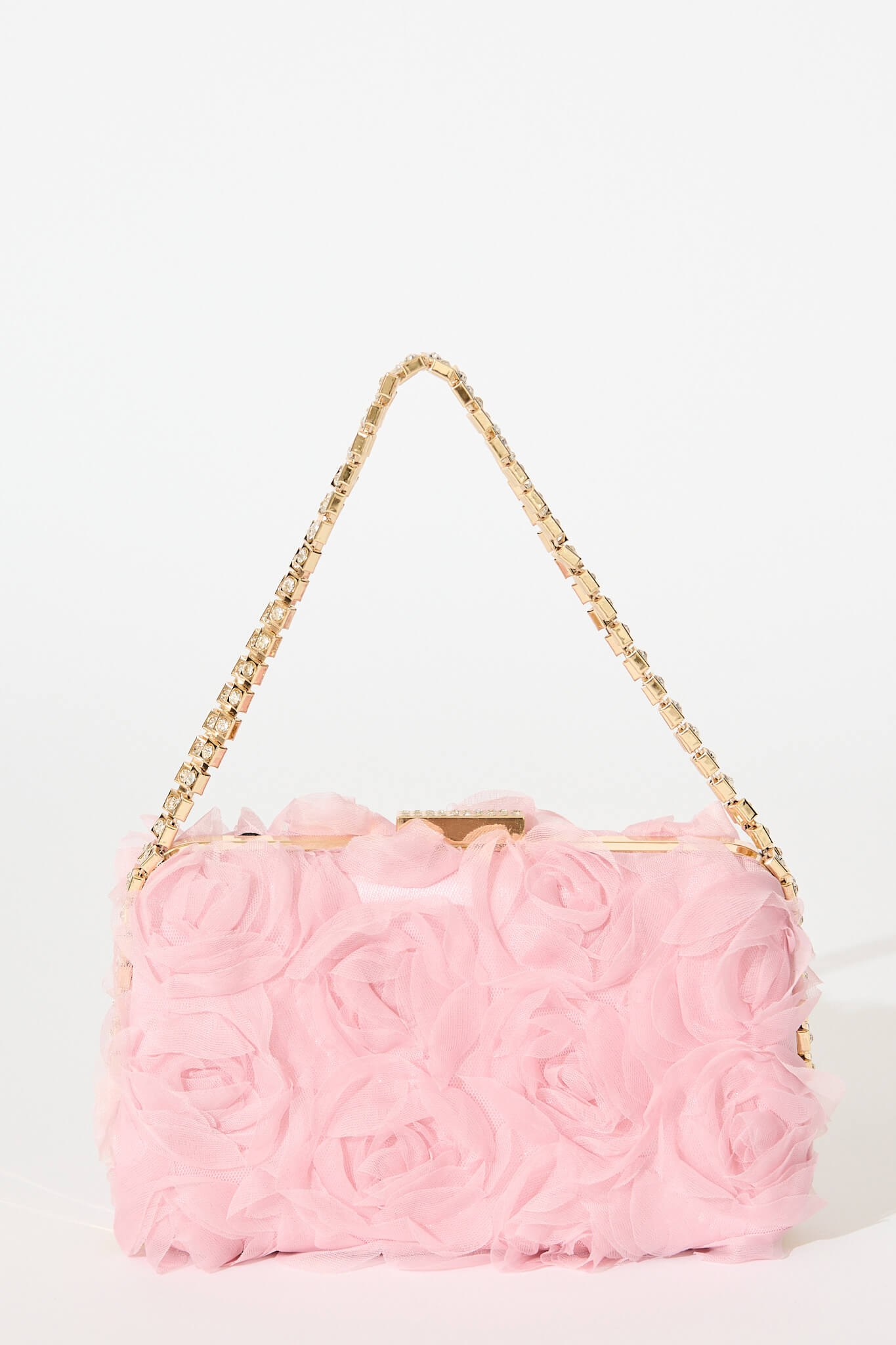 Lucena Clutch in Blush 3D Rosette with Diamante Handle