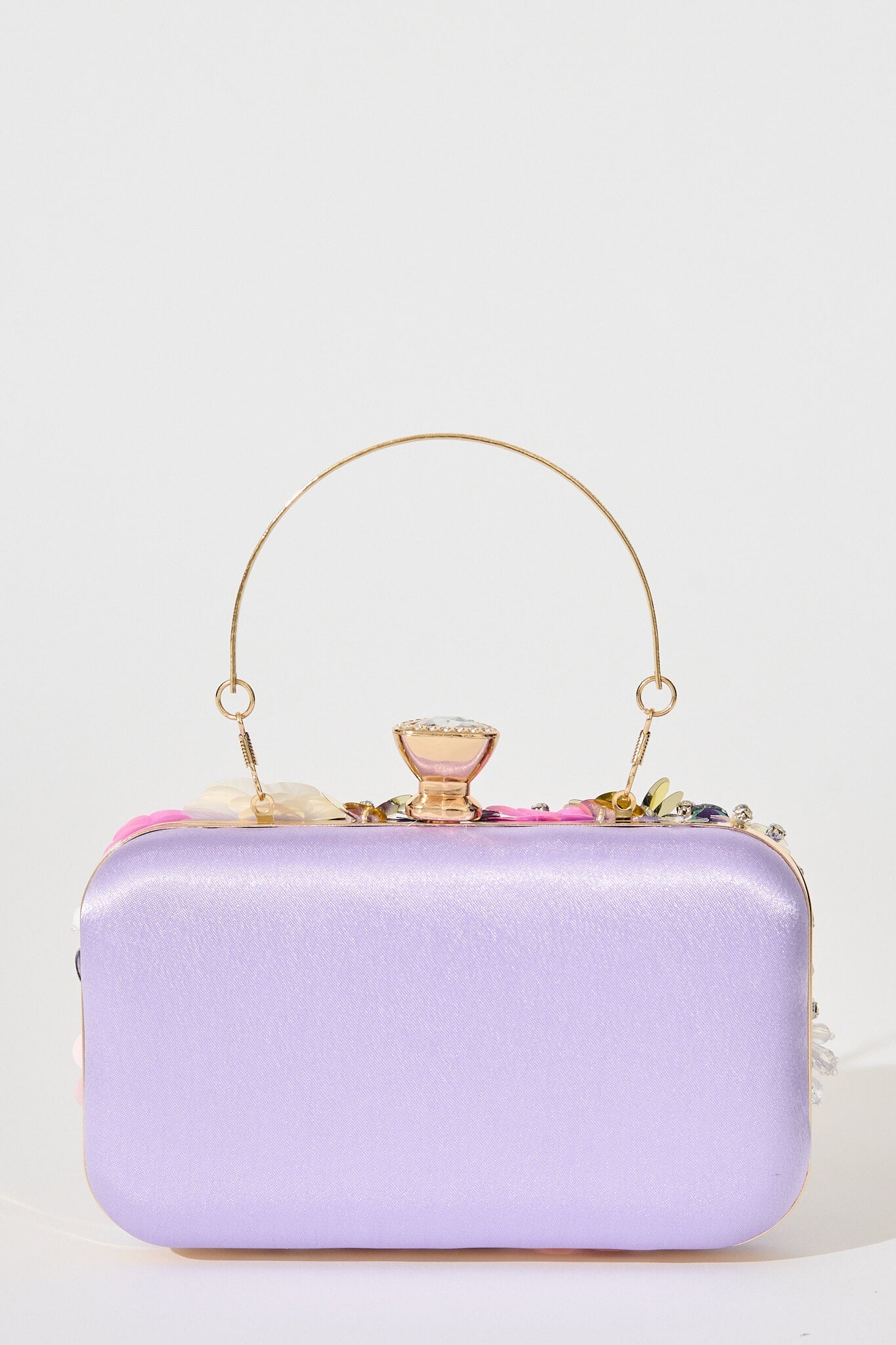 Quinn Clutch Bag in Lilac with 3D Multi Sequin Floral