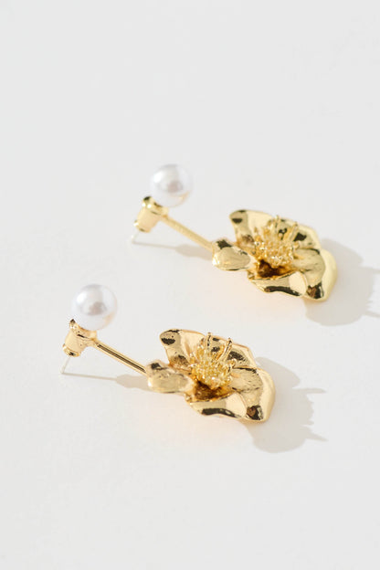 Laramie Ear Jacket in Gold Flower with Pearl