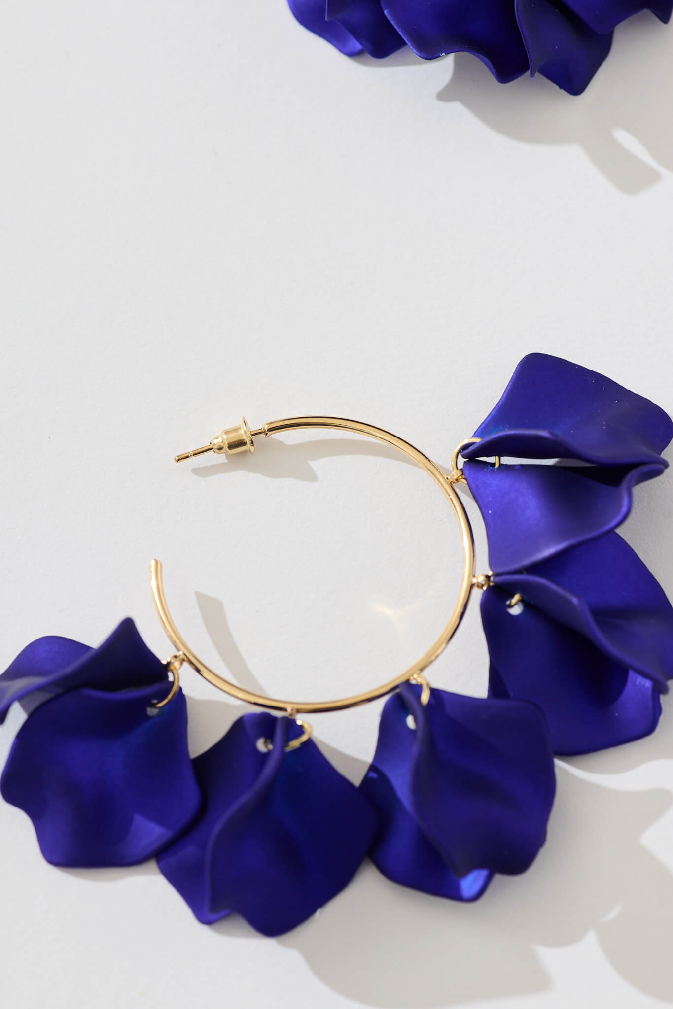 Kataleya Hoop Earrings in Navy Petals