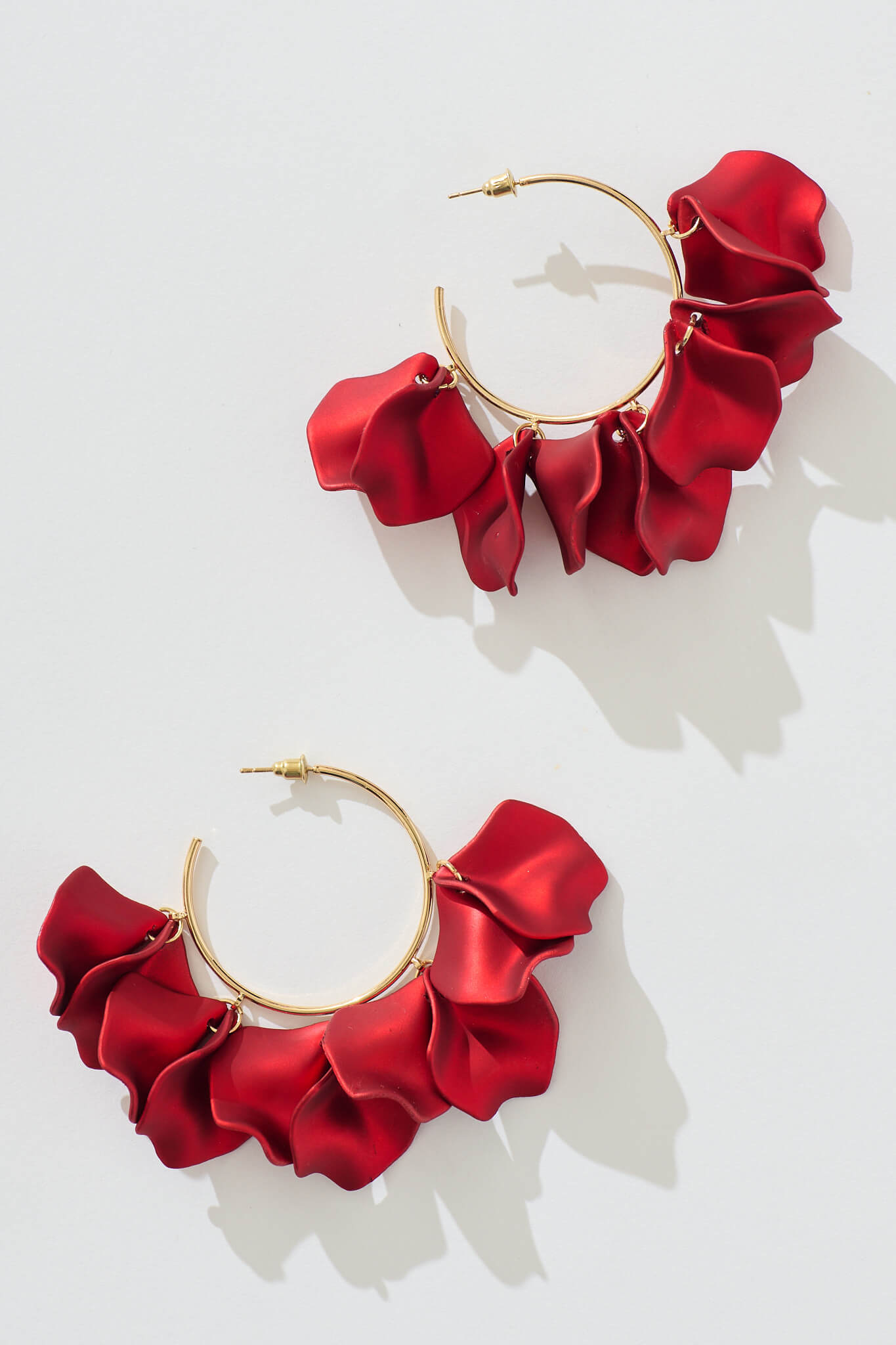 Kataleya Hoop Earrings in Red Petals