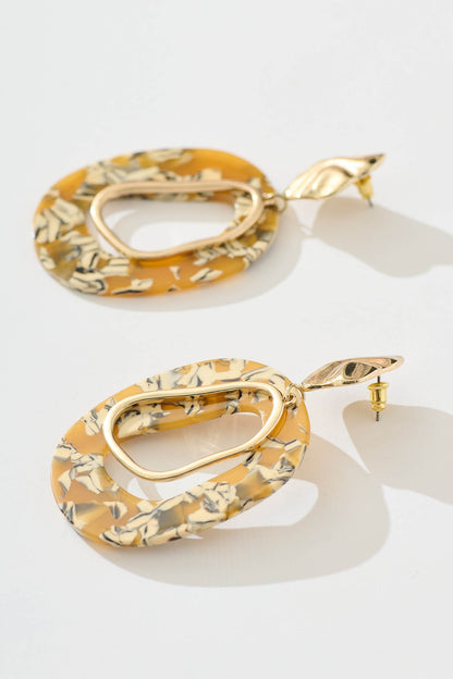 Brianda Drop Earrings in Marble with Gold