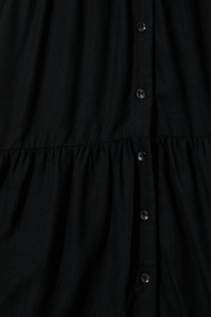 Melori Smock Dress in Black Linen Blend