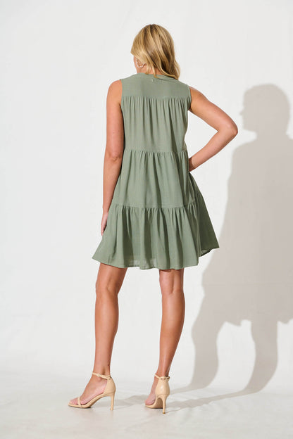 Melori Smock Dress in Khaki Linen Blend