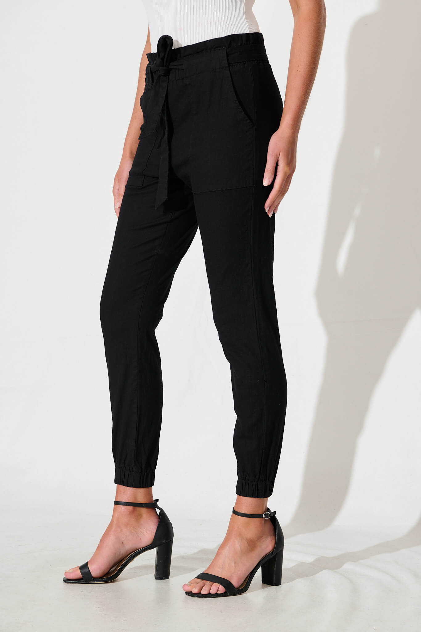 Tenley Stretch Pant in Black Cotton Blend
