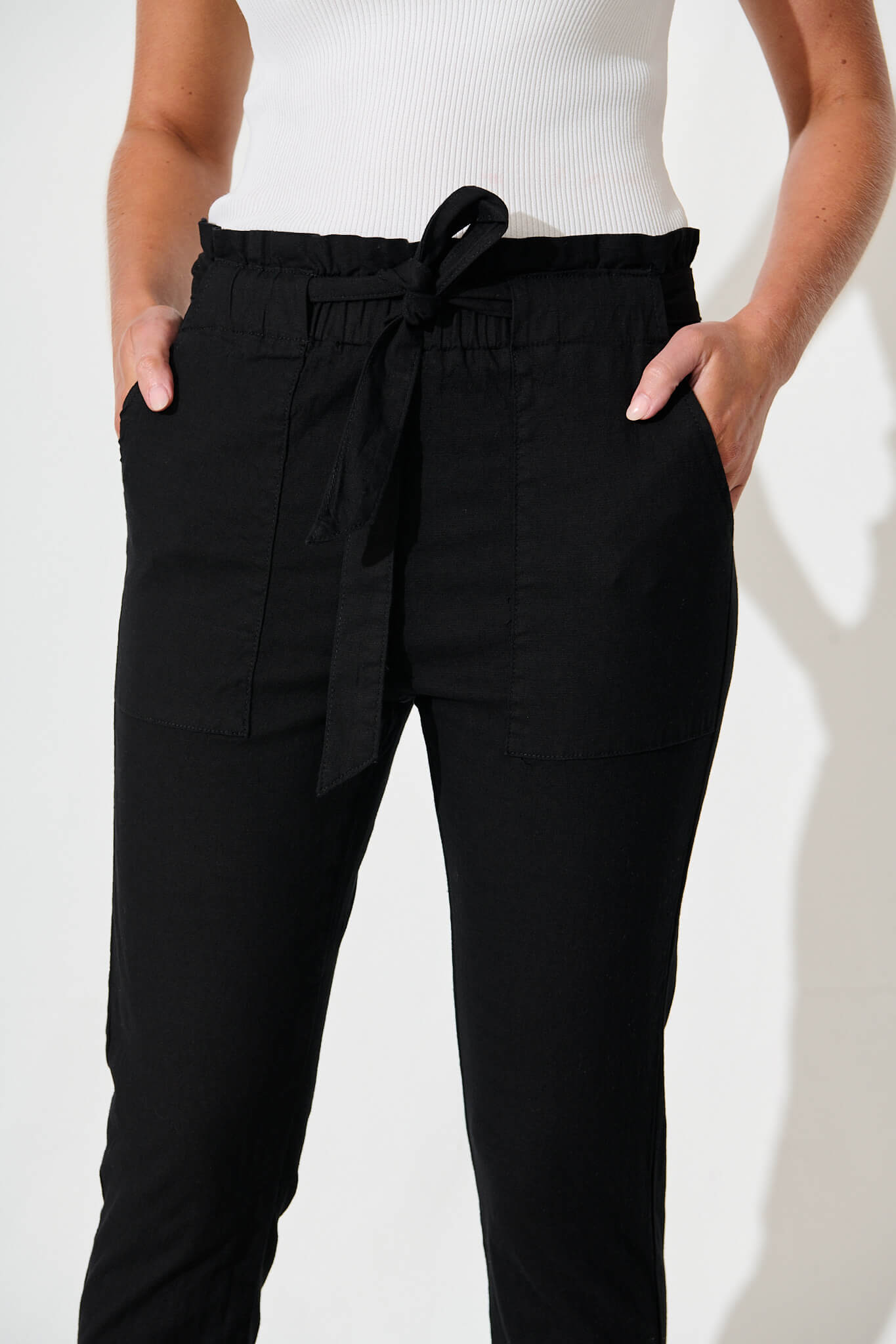 Tenley Stretch Pant in Black Cotton Blend
