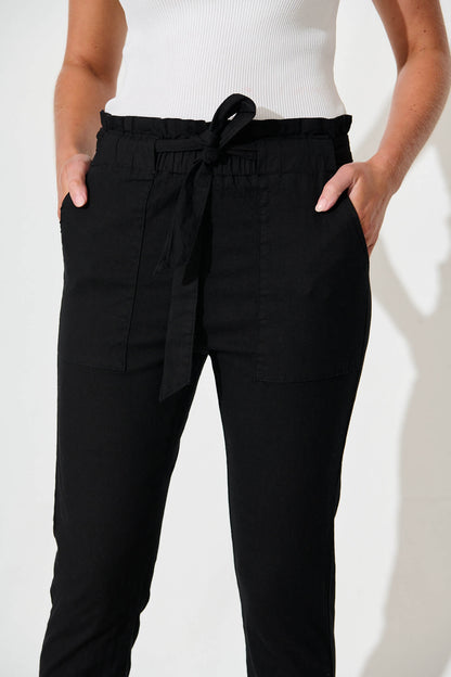Tenley Stretch Pant in Black Cotton Blend