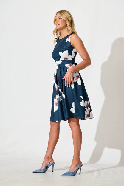 Jardin Dress in Navy with Cream Floral
