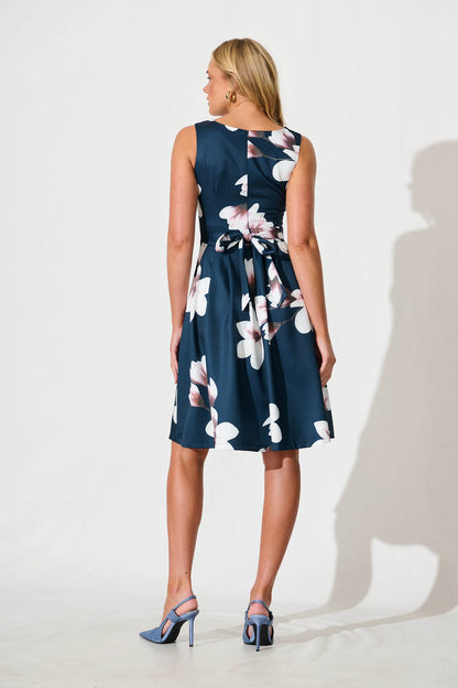 Jardin Dress in Navy with Cream Floral