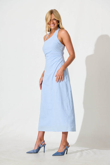 Fiorah Maxi Sundress in Pale Blue Cotton
