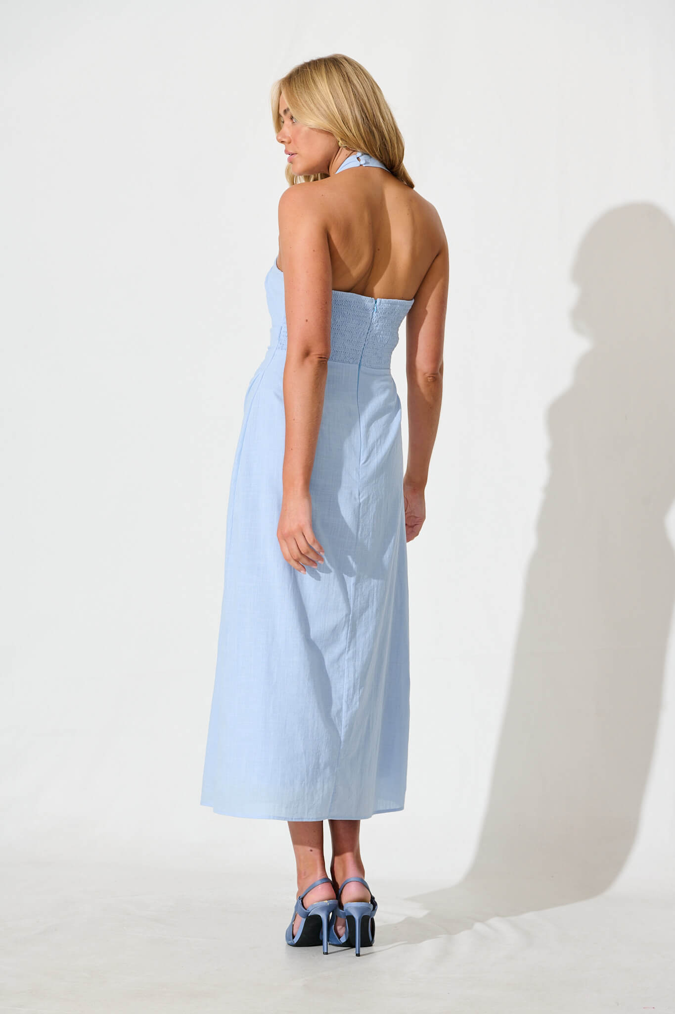 Fiorah Maxi Sundress in Pale Blue Cotton