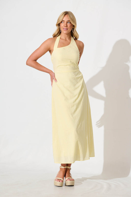 Fiorah Maxi Sundress in Lemon Cotton
