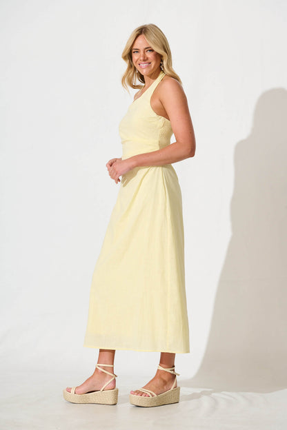 Fiorah Maxi Sundress in Lemon Cotton