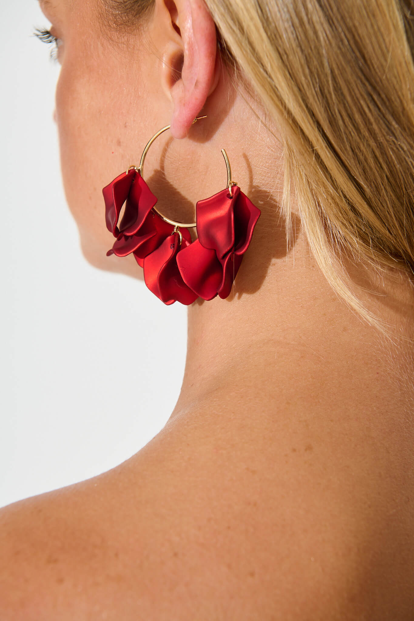 Kataleya Hoop Earrings in Red Petals