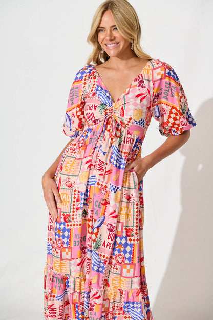 Coverdale Maxi Dress In Multi Conversational Print