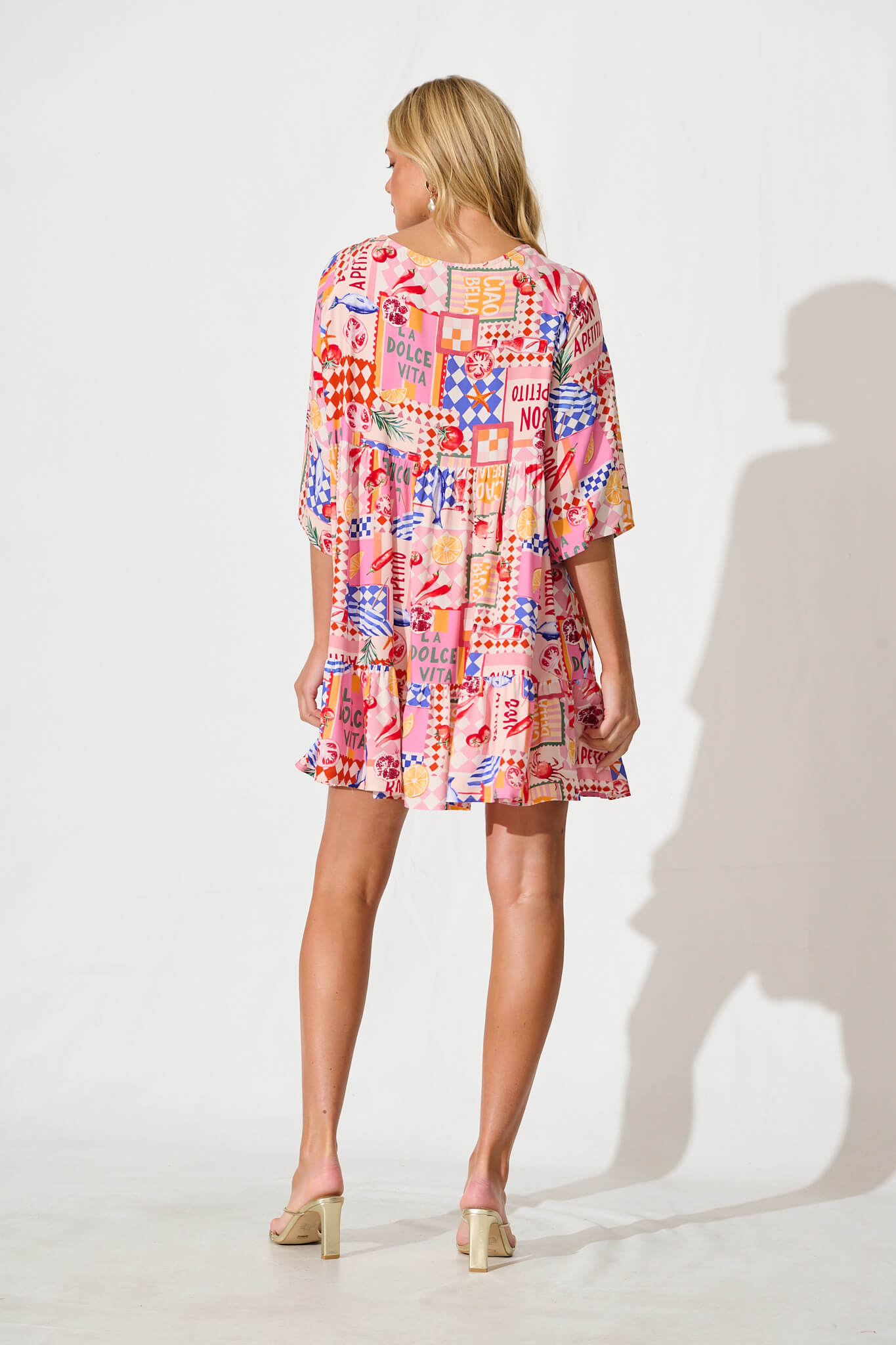 Khalida Smock Dress In Multi Conversational Print