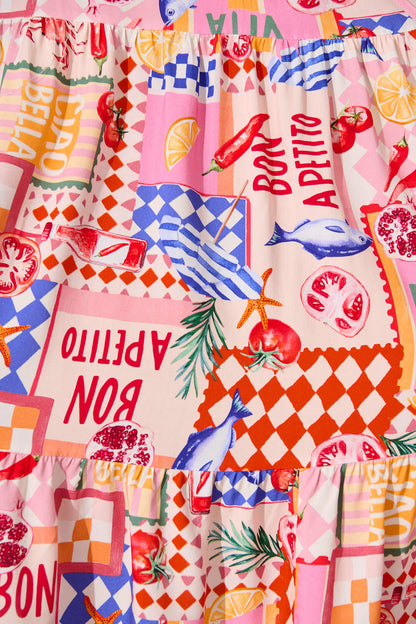 Khalida Smock Dress In Multi Conversational Print