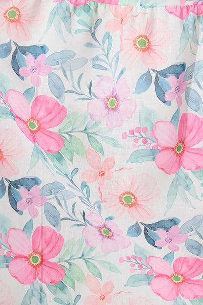 Stargazer Midi Dress in Multi Pink Floral Cotton Blend