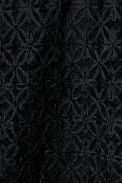 Sia Midi Dress in Black Floral Embroidered Tulle