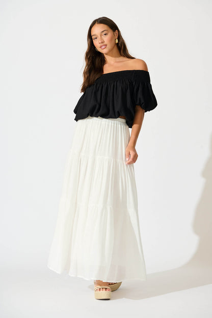 Sylvestra Maxi Skirt in White Cotton Blend