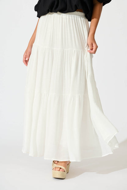 Sylvestra Maxi Skirt in White Cotton Blend