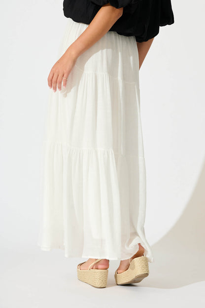 Sylvestra Maxi Skirt in White Cotton Blend