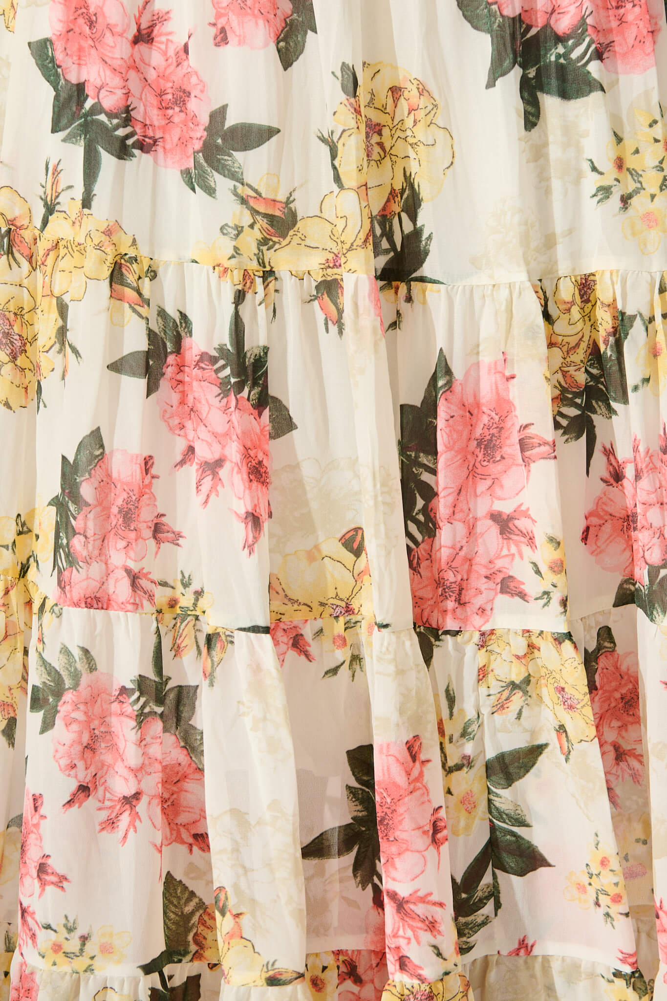 Mellieha Maxi Skirt in Cream Multi Floral Chiffon