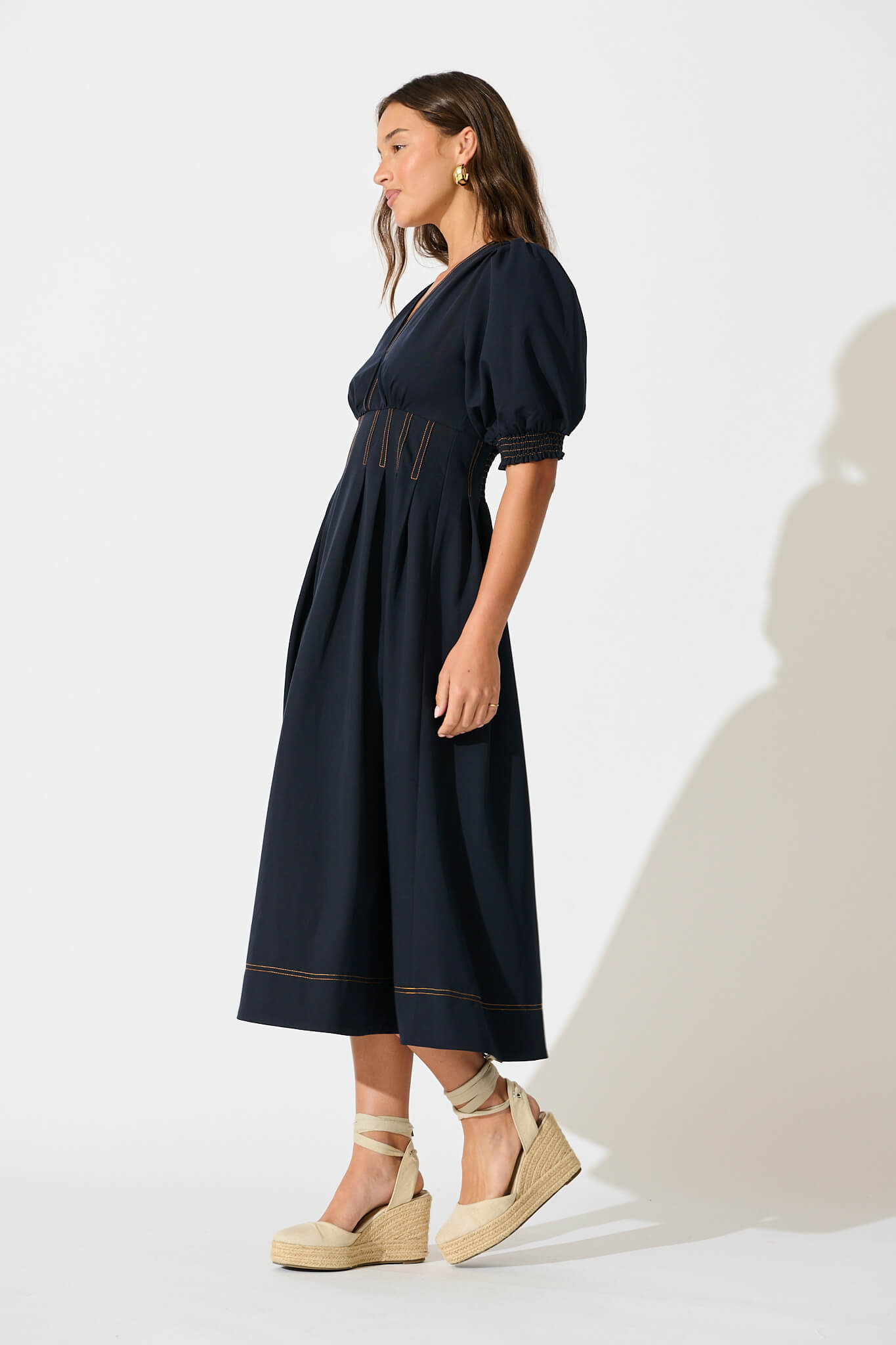 Hazelina Midi Dress In Navy