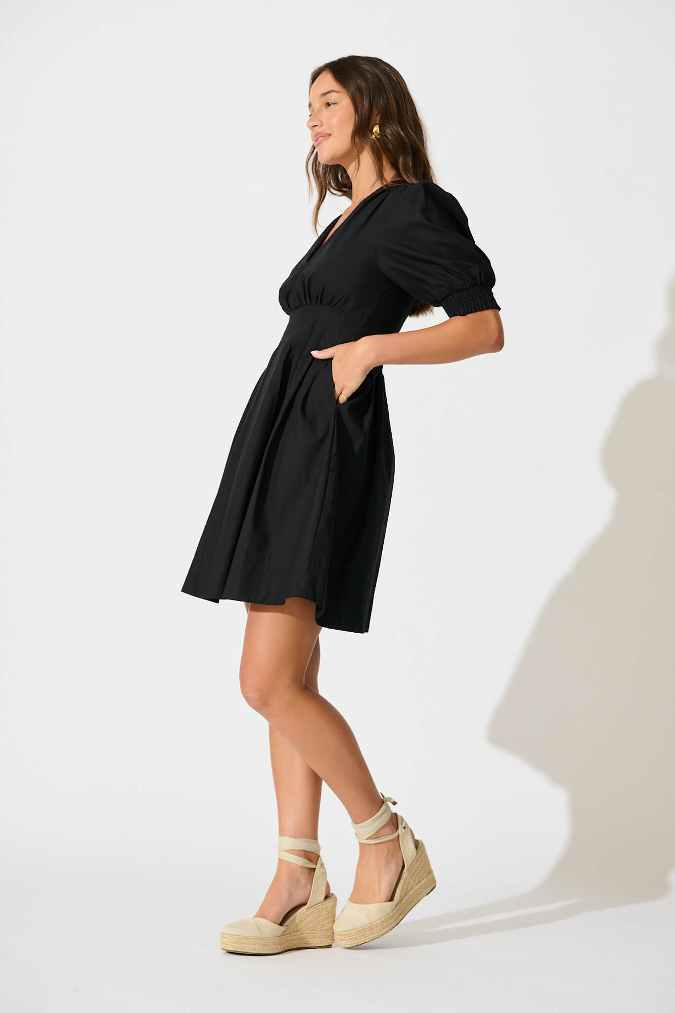 Hazel Dress in Black Cotton