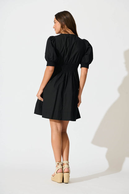 Hazel Dress in Black Cotton