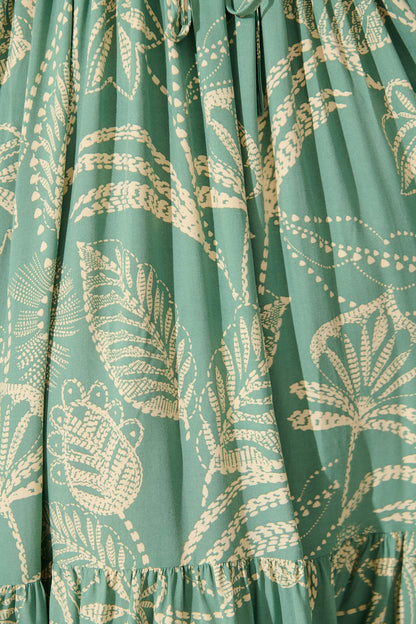 Marnae Midi Dress in Khaki Print